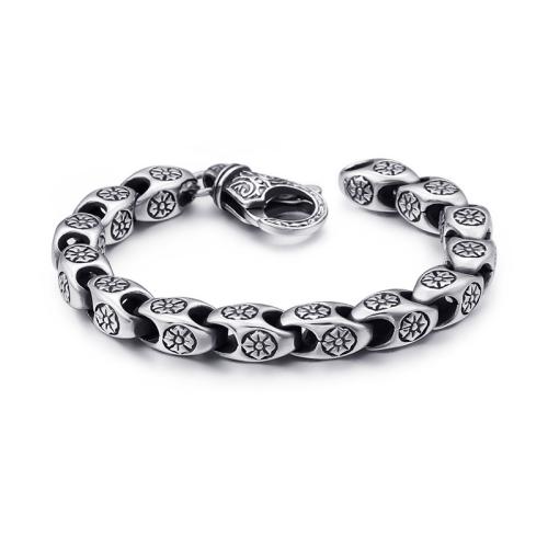 Titanium Steel Bracelet, vintage & for man, original color, 215x9mm, Sold By PC