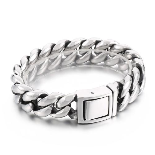 Titanium Steel Bracelet, plated, fashion jewelry & for man, more colors for choice, 220x19mm, Sold By PC