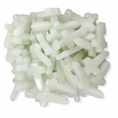 Gemstone Jewelry Beads, Night-Light Stone, Cross, DIY, 28x15x5.50mm, Hole:Approx 1.5mm, Sold By PC