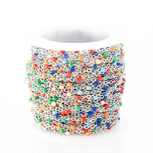 Decorative Beaded Chain, 304 Stainless Steel, plated, DIY & enamel, more colors for choice, 10m/Spool, Sold By Spool
