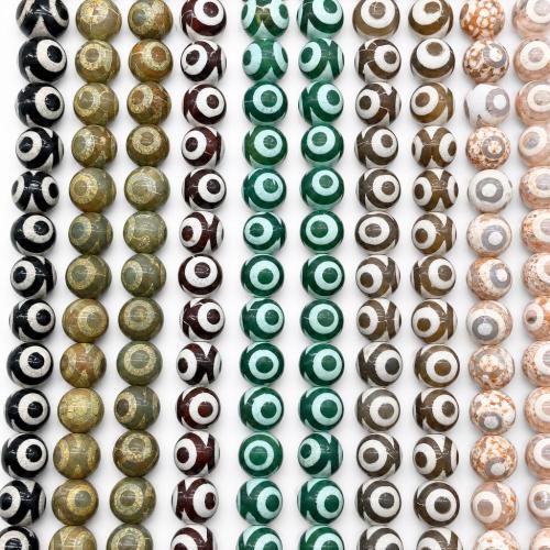 Natural Tibetan Agate Dzi Beads, Round, vintage & DIY, more colors for choice, 10mm, Approx 36PCs/Strand, Sold By Strand