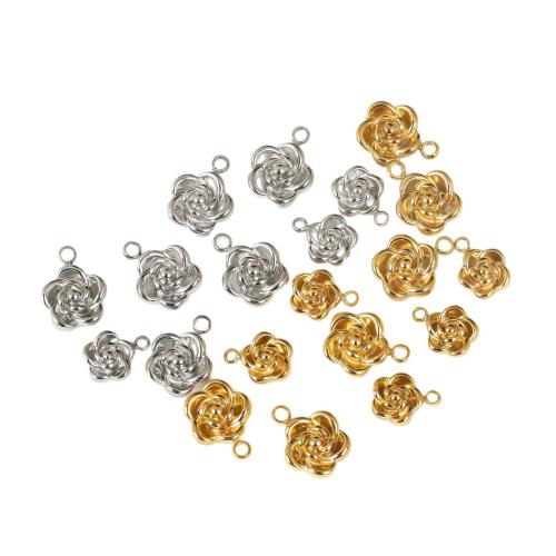 Stainless Steel Flower Pendant, 304 Stainless Steel, Rose, Vacuum Ion Plating, DIY & different size for choice, more colors for choice, Sold By PC