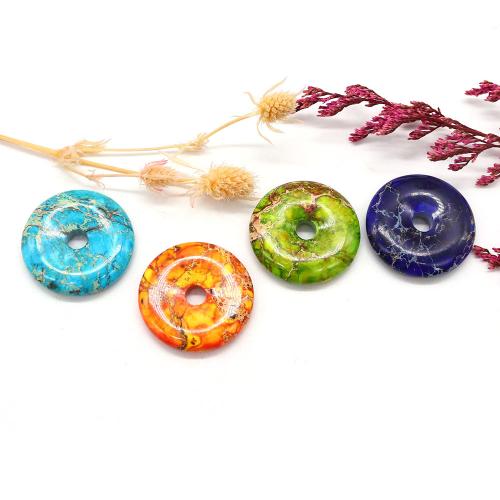 Natural Imperial Jasper Pendants, Impression Jasper, Donut, DIY, more colors for choice, 30mm, Sold By PC