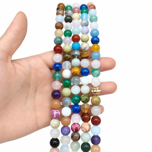 Mixed Gemstone Beads, Multi - gemstone, Round, Natural & DIY & different size for choice, mixed colors, Sold Per Approx 38 cm Strand