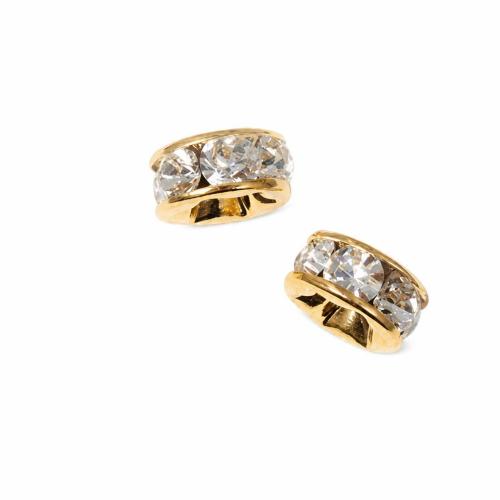 Brass Spacer Beads, plated, DIY & with rhinestone, more colors for choice, 6mm, Hole:Approx 2mm, Sold By PC