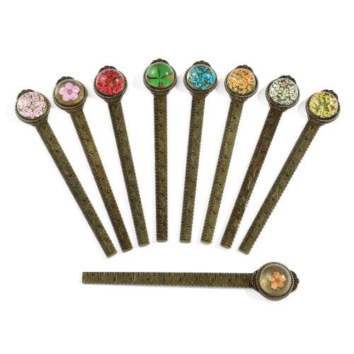 Tibetan Style Bookmark, with Dried Flower, ruler, plated, multifunctional & Unisex, more colors for choice, 130x23mm, Sold By PC