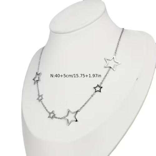 304 Stainless Steel Necklace, with 5cm extender chain, Star, plated, fashion jewelry & for woman & hollow, more colors for choice, Length:Approx 40 cm, Sold By PC