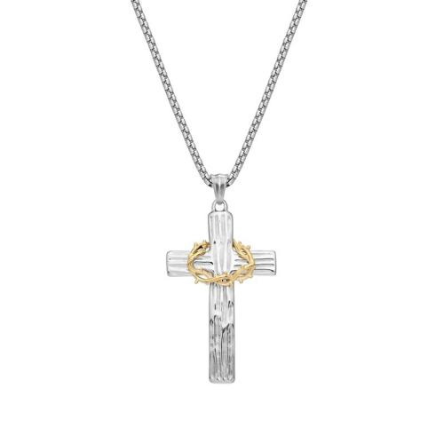 304 Stainless Steel Necklace, Cross, plated, fashion jewelry & Unisex, more colors for choice, Length:60 cm, Sold By PC