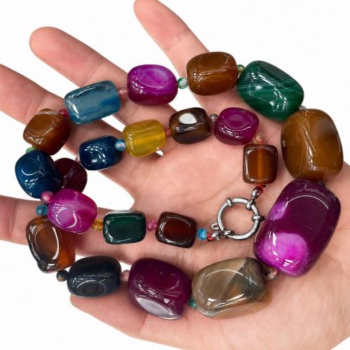 Gemstone Necklace, Column, different materials for choice & Unisex, 8x16mm, Length:Approx 40 cm, Sold By PC