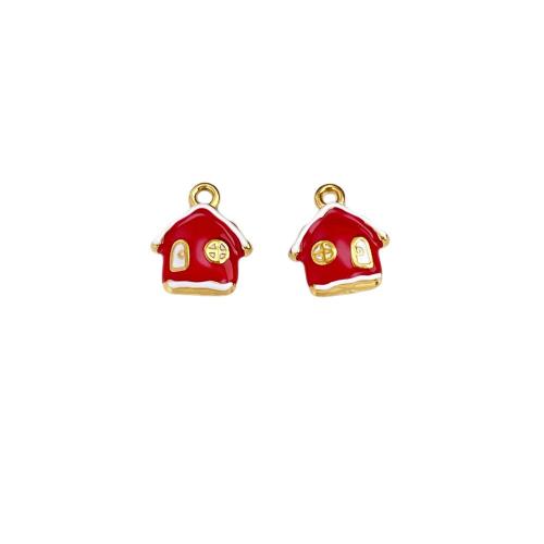 Stainless Steel Pendants, 304 Stainless Steel, gold color plated, Christmas Design & DIY & different styles for choice & enamel, 10PCs/Bag, Sold By Bag
