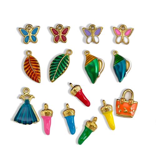 Stainless Steel Pendants, 304 Stainless Steel, gold color plated, DIY & different styles for choice & enamel, 10PCs/Bag, Sold By Bag