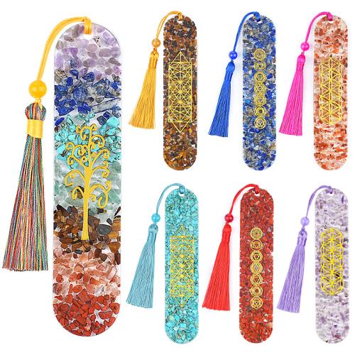 Gemstone Bookmark, with Resin, different styles for choice & epoxy gel, 134x29x5mm, Sold By PC