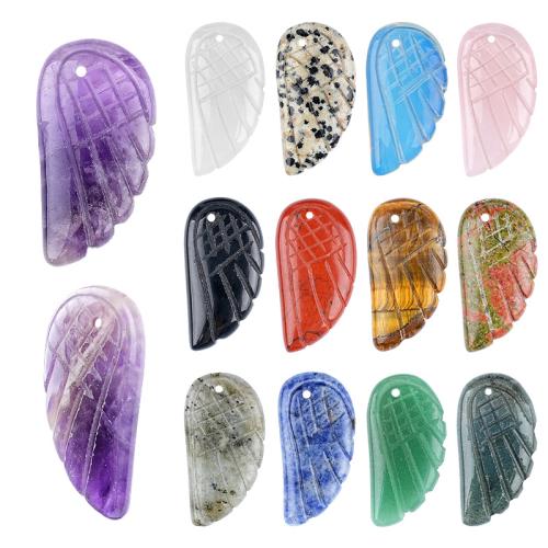 Gemstone Jewelry Pendants, Wing Shape, Carved, DIY & different materials for choice, 16x30mm, Sold By PC
