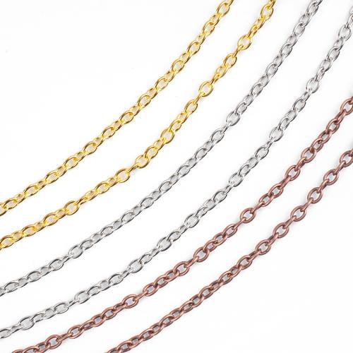 Cadena del collar de hierro, fundición, chapado, Bricolaje & cadena oval, más colores para la opción, longitud:aproximado 60 cm, Vendido por UD