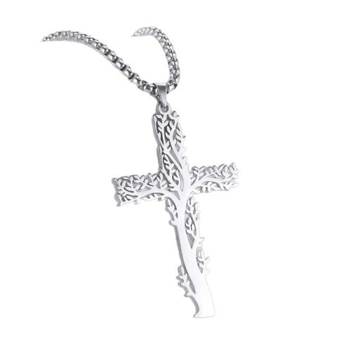 304 Stainless Steel Necklace, Cross, plated, Unisex & hollow, more colors for choice, Length:Approx 60 cm, Sold By PC