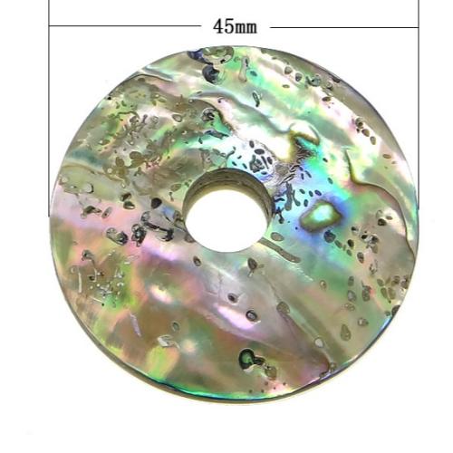 Natural Abalone Shell Pendants, Donut, 45x45x8mm, Hole:Approx 10mm, 10PCs/Lot, Sold By Lot