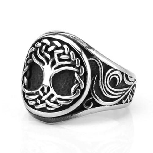 304 Stainless Steel Finger Ring, Tree, polished, vintage & different size for choice & for man, original color, US Ring Size:7-13, Sold By PC