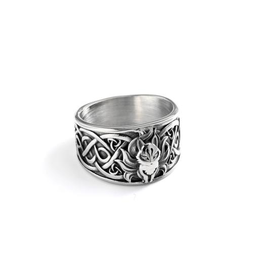304 Stainless Steel Finger Ring, Fox, polished, vintage & different size for choice & for man, original color, US Ring Size:7-14, Sold By PC
