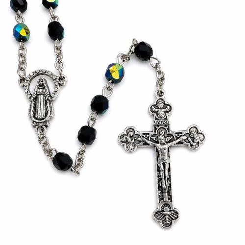 Rosary Necklace, Crystal, with Tibetan Style, Crucifix Cross, plated, Unisex, mixed colors, 6mm, Length:51.5 cm, Sold By PC