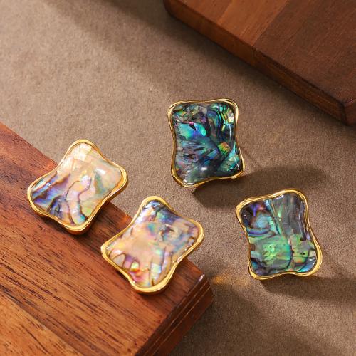 Shell Earrings, Brass, with Shell, plated, fashion jewelry & for woman, more colors for choice, 19x22mm, Sold By Pair