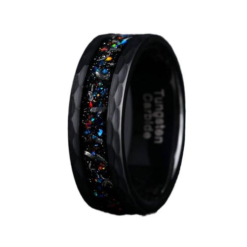 Tungsten Steel Finger Ring, with Opal, plated, Unisex & different size for choice, black, US Ring Size:5-13, Sold By PC