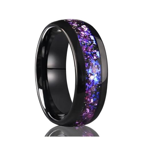 Tungsten Steel Finger Ring, with Amethyst, plated, different size for choice & for man, black, US Ring Size:5-15.5, Sold By PC