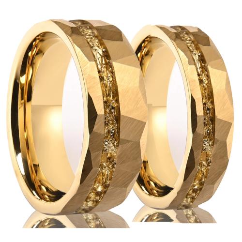 Tungsten Steel Finger Ring, with Gold Foil, gold color plated, Unisex & different size for choice & different styles for choice, US Ring Size:5-15.5, Sold By PC