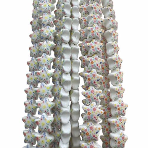 Printing Porcelain Beads, Star, DIY, more colors for choice, 15x7.50mm, Hole:Approx 2.5mm, Sold By PC