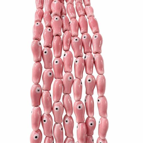 Printing Porcelain Beads, Fish, DIY, more colors for choice, 10x20mm, Hole:Approx 2.5mm, Sold By PC