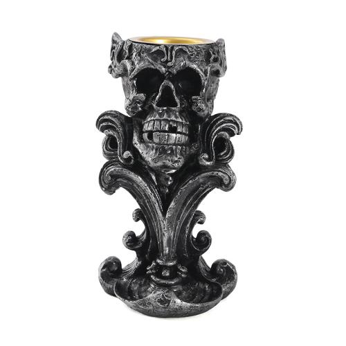 Resin Candle Holder, Skull, Halloween Design & vintage, more colors for choice, 99x116x175mm, Hole:Approx 2.5mm, Sold By PC