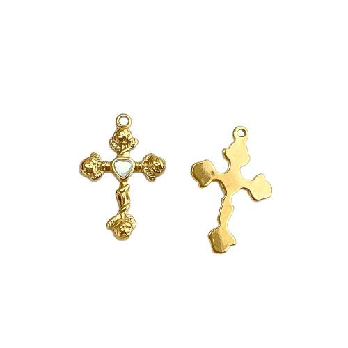 Stainless Steel Cross Pendants, 304 Stainless Steel, gold color plated, DIY & with rhinestone, more colors for choice, 20x30mm, 10PCs/Bag, Sold By Bag