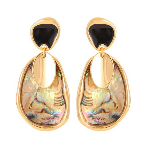 Shell Earrings, Brass, with Abalone Shell, plated, fashion jewelry & for woman, mixed colors, 20x41mm, Sold By Pair