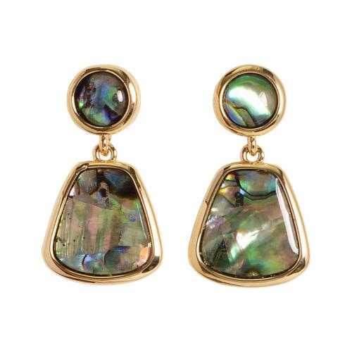 Pendientes de Nácar, metal, con Nácar de Abulón, chapado, Joyería & para mujer, color mixto, 14x27mm, Vendido por Par