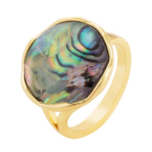 Shell Finger Rings, Brass, with Abalone Shell, plated, fashion jewelry & for woman, more colors for choice, Sold By PC