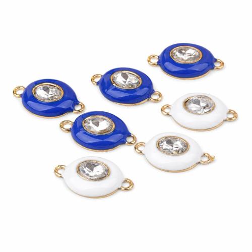 Tibetan Style Connector, gold color plated, DIY & enamel & with rhinestone, more colors for choice, 22x13mm, Sold By PC