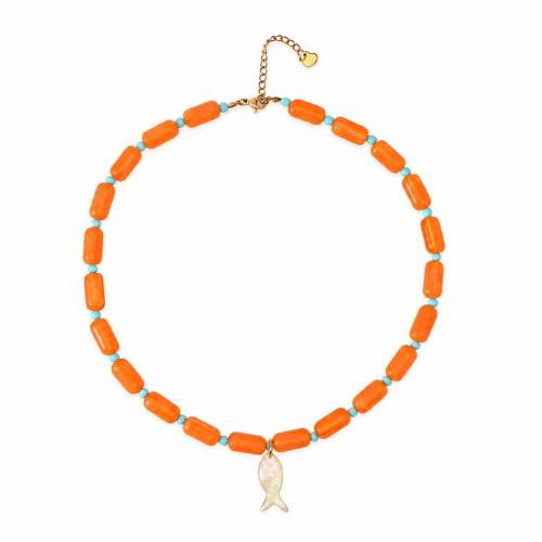 304 Stainless Steel Necklace, with Shell & Resin, 18K gold plated, different styles for choice & for woman, Sold By PC