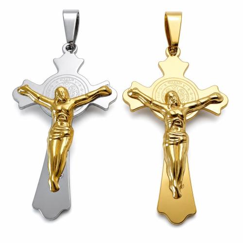 Stainless Steel Cross Pendants, 304 Stainless Steel, plated, DIY, more colors for choice, 40x71mm, Sold By PC