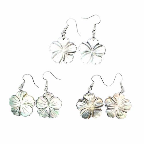 Muschel Tropfen Ohrring, Blume, poliert, Modeschmuck & für Frau, keine, 23x23x2mm, verkauft von Paar
