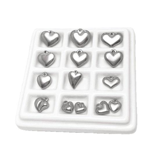 Stainless Steel Heart Pendants, 304 Stainless Steel, DIY & different styles for choice, original color, 100PCs/Bag, Sold By Bag