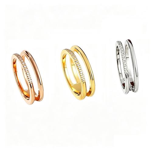 304 Stainless Steel Finger Ring, plated, different size for choice & micro pave cubic zirconia & for woman, more colors for choice, US Ring Size:5-10, Sold By PC