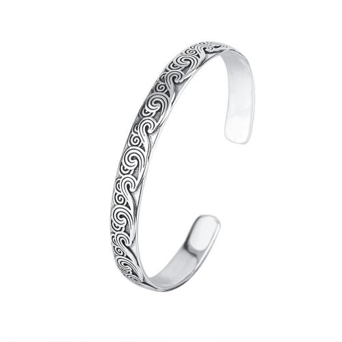 Brass Cuff Bangle, silver color plated, vintage & for woman, Inner Diameter:Approx 56mm, Sold By PC