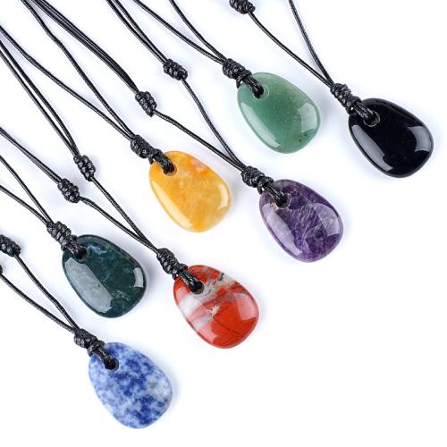 Piedras preciosas collar, con Cordón de cera, Trapecio, pulido, diferentes materiales para la opción & unisexo, longitud:aproximado 38-42 cm, Vendido por UD