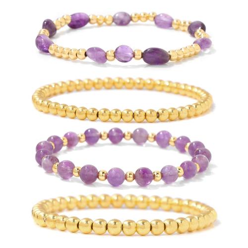 Gemstone Bracelet Set, with Elastic Thread & Hematite, different materials for choice & for woman, Length:Approx 7 Inch, Sold By Set