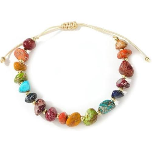 Natural Gravel Bracelet, with Polyester Cord, Bohemian style & Unisex, more colors for choice, Length:Approx 6-10 Inch, Sold By PC