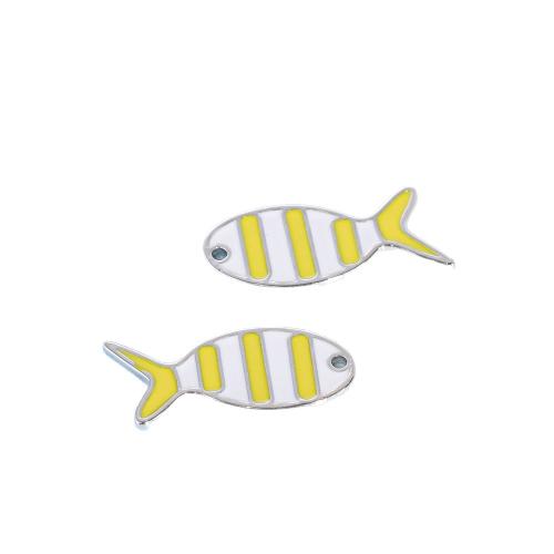 Zink-Legierung-Emaille-Anhänger, Zinklegierung, Fisch, plattiert, DIY, keine, 12x29mm, 100PCs/Tasche, verkauft von Tasche