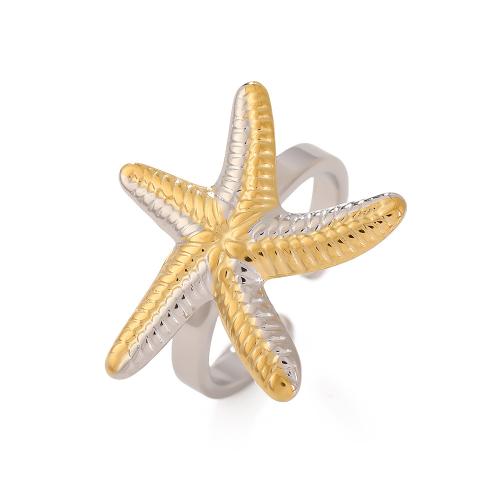 acero inoxidable 304 Anillo de dedo Cuff, Estrella de Mar, chapado, Joyería & para mujer, más colores para la opción, Vendido por UD