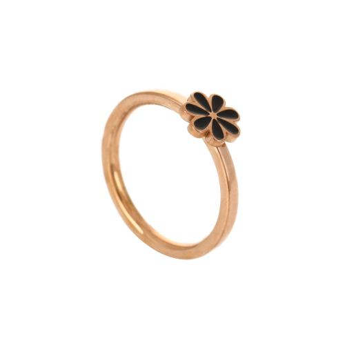 Acier inoxydable 304 bague, fleur, Placage, normes différentes pour le choix & pour femme & émail, plus de couleurs à choisir, Taille:6-11, Vendu par PC