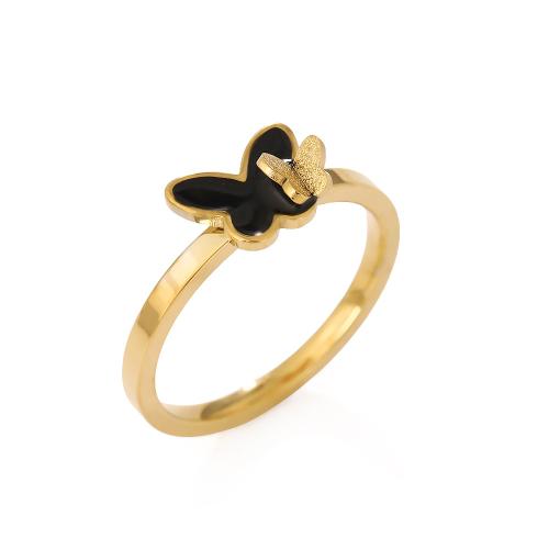 acero inoxidable 304 anillo, Mariposa, chapado, diverso tamaño para la opción & diferentes estilos para la opción & para mujer & esmalte, tamaño:6-9, Vendido por UD