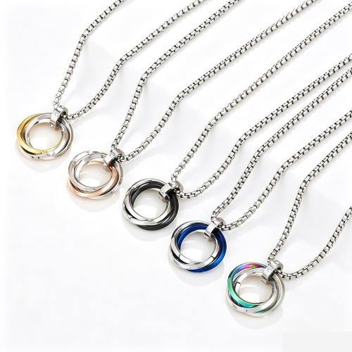 acero inoxidable 304 collar, Donut, chapado, unisexo & con diamantes de imitación, más colores para la opción, longitud:aproximado 60 cm, Vendido por UD
