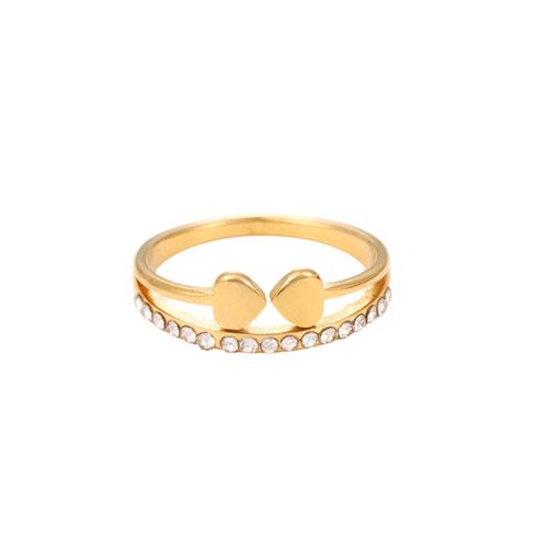acero inoxidable 304 anillo, chapado, diverso tamaño para la opción & diferentes estilos para la opción & para mujer & con diamantes de imitación & hueco, tamaño:6-9, Vendido por UD